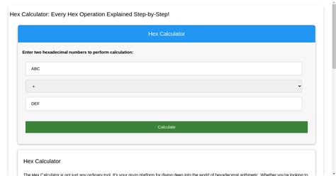 hexadecimal addition|Hex Calculator: Every Hex Operation Explained Step .